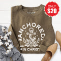 Anchored In Christ Sweatshirt - Heather Olive - 20 product image 1