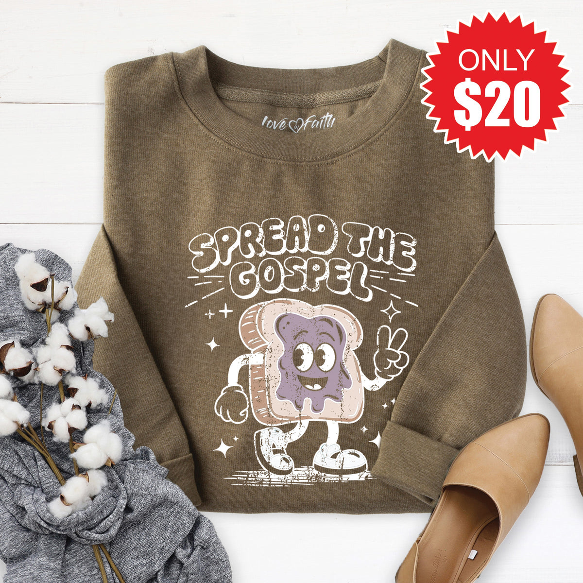 Spread The Gospel Sweatshirt - Heather Olive - 20 product image 1