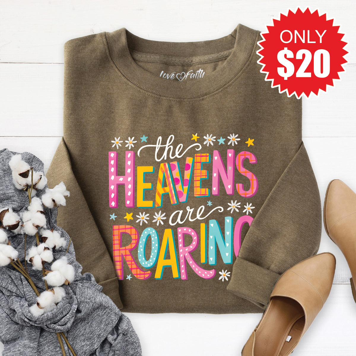 The Heavens Are Roaring Sweatshirt - Heather Olive - 20 product image 1