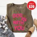 God Is With You Sweatshirt - Heather Olive - 20 product image 1