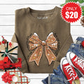 Gingerbread Bow Sweatshirt - Heather Olive - 20 product image 1
