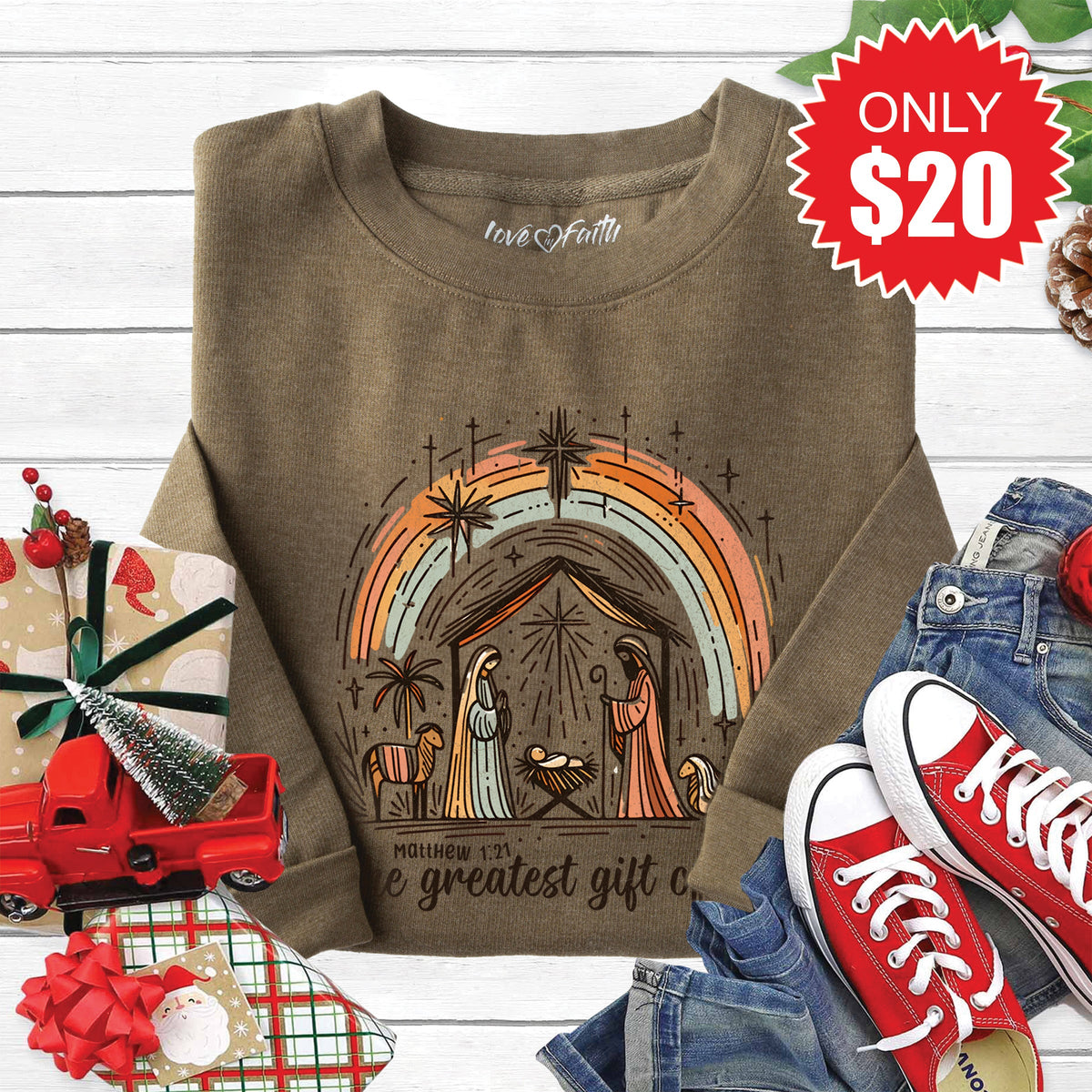 Greatest Gift Sweatshirt - Heather Olive - 20 product image 1