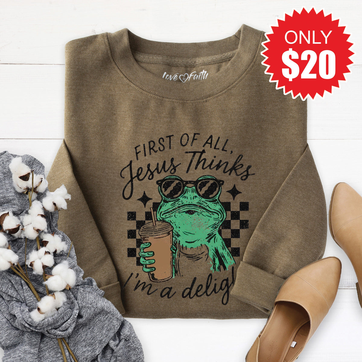 I'm A Delight Sweatshirt - Heather Olive - 20 product image 1