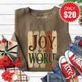 Joy To The World Sweatshirt - Heather Olive - 20 product image 1