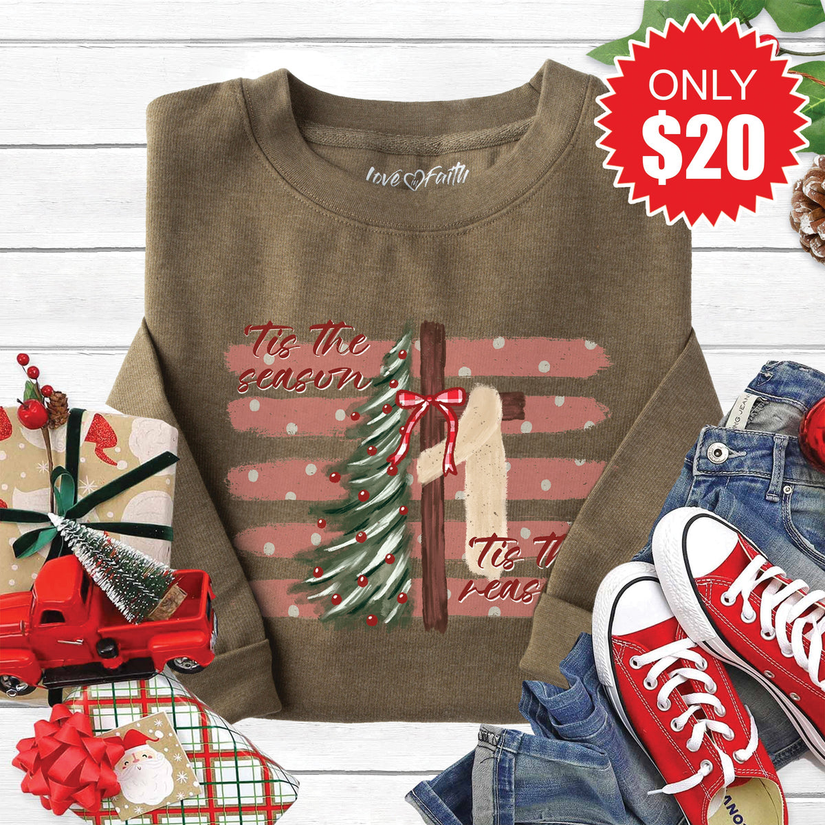 ‘Tis The Season & Reason Sweatshirt - Heather Olive - 20 product image 1