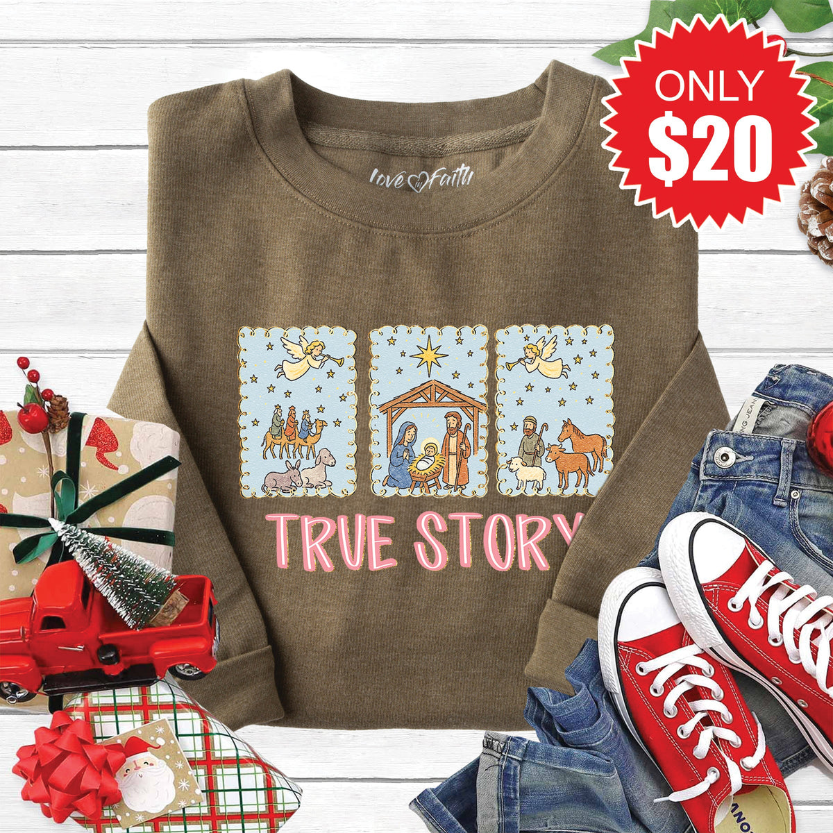 True Story Sweatshirt - Heather Olive - 20 product image 1