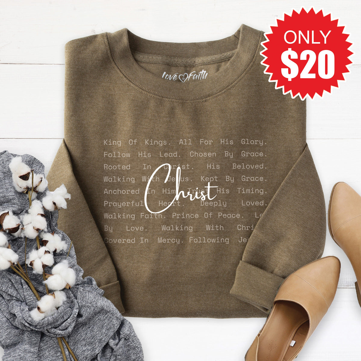 Christ Sweatshirt - Heather Olive - 20 product image 1