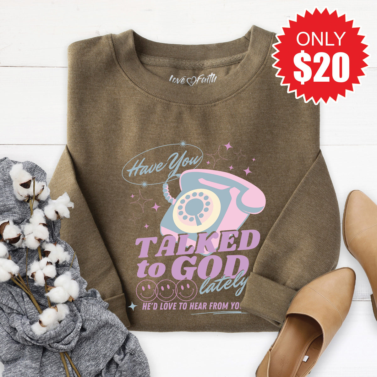 Talked To God Sweatshirt - Heather Olive - 20 product image 1