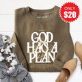 God Has A Plan Sweatshirt - Heather Olive - 20 product image 1