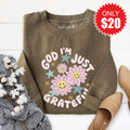 I'm Just Grateful Sweatshirt - Heather Olive - 20 product image 1