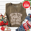 Joy To The World Sweatshirt - Heather Olive - 20 product image 1
