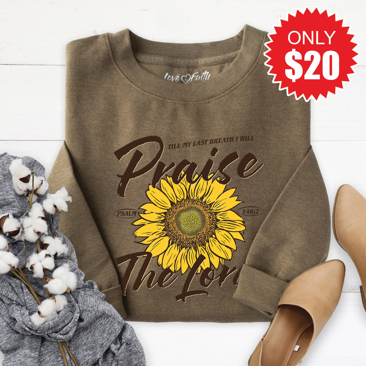 Praise The Lord Sweatshirt - Heather Olive - 20 product image 1