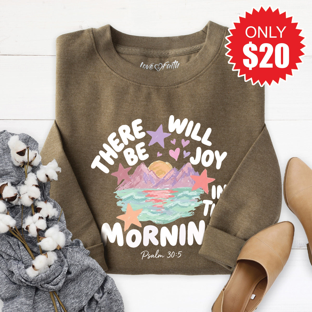 There Will Be Joy Sweatshirt - Heather Olive - 20 product image 1