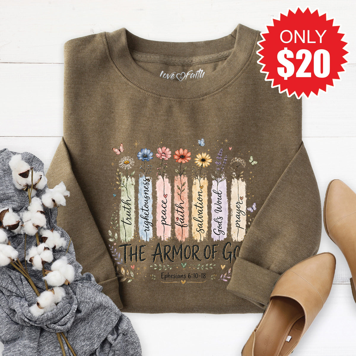 The Armor Of God Sweatshirt - Heather Olive - 20 product image 1