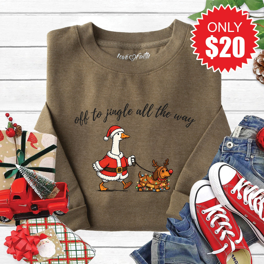 Jingle All The Way Sweatshirt - Heather Olive - 20 product image 1