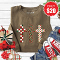 Christmas Crosses Sweatshirt - Heather Olive - 20 product image 1