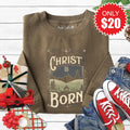 Christ Is Born Sweatshirt - Heather Olive - 20 product image 1