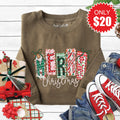 Merry Christmas Sweatshirt - Heather Olive - 20 product image 1
