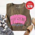 Worship While You Wait Sweatshirt - Heather Olive - 20 product image 1