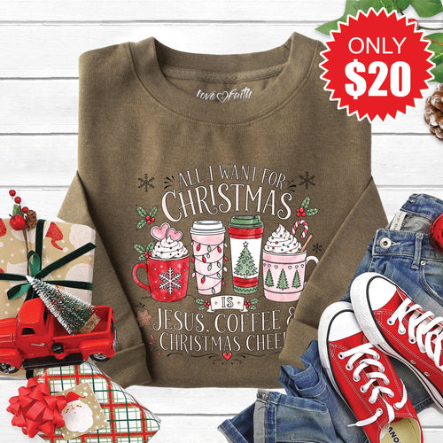 All I Want for Christmas Sweatshirt - Heather Olive - 20 product image 1