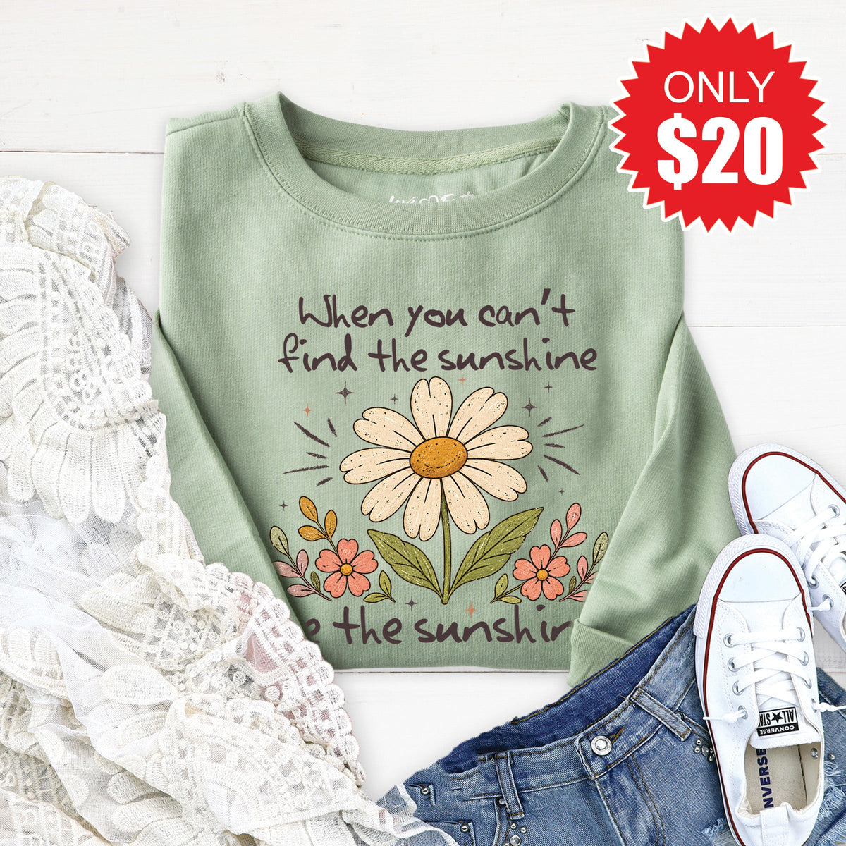 Be The Sunshine Sweatshirt - Heather Sage - 20 product image 1