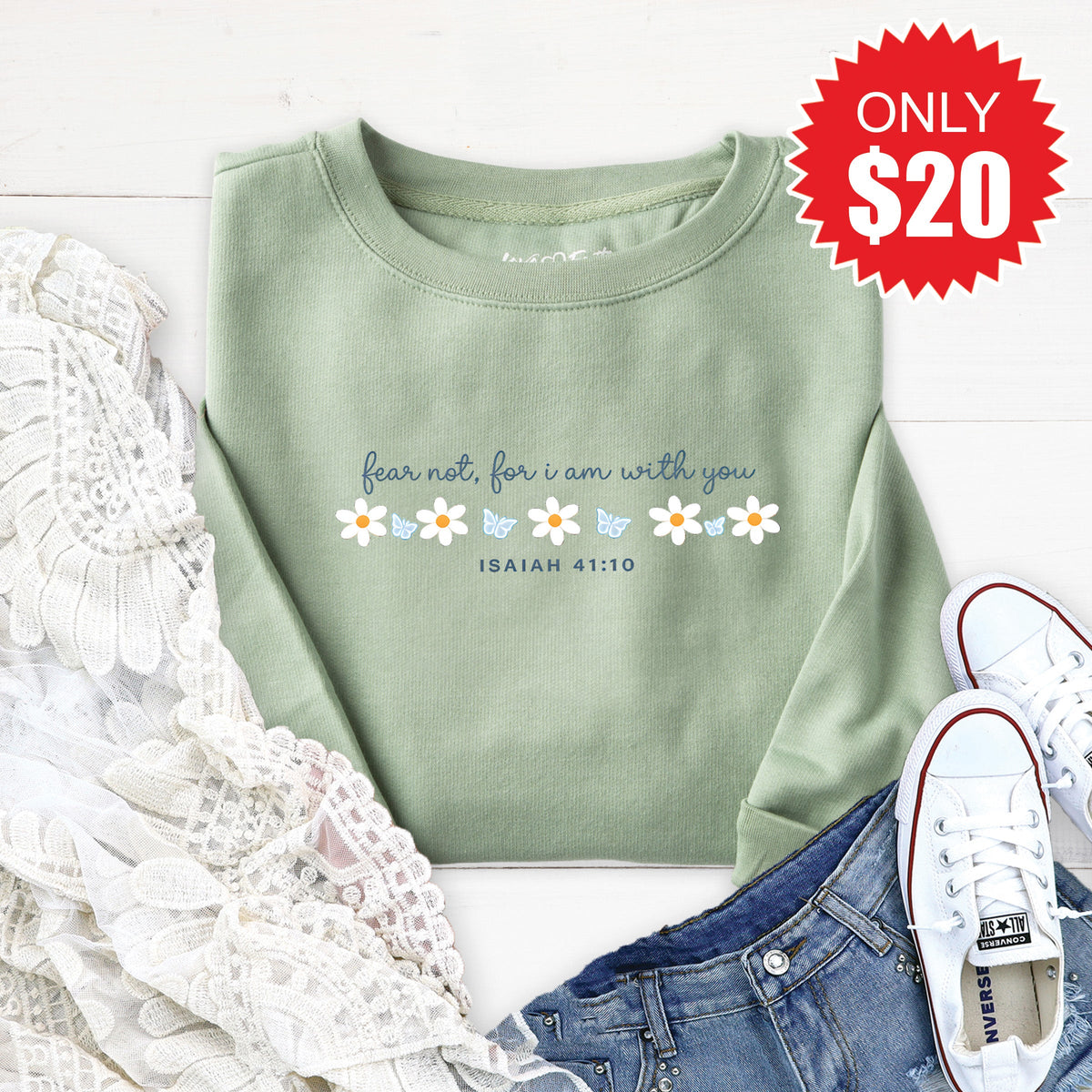 Fear Not Sweatshirt - Heather Sage - 20 product image 1