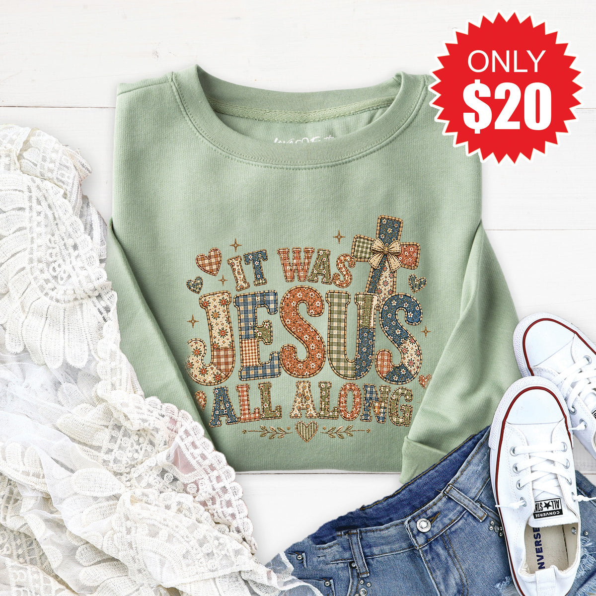 It Was Jesus Sweatshirt - Heather Sage - 20 product image 1