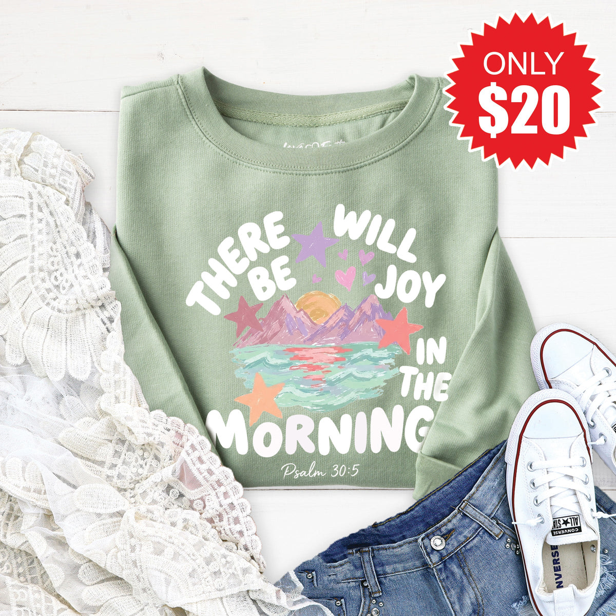 There Will Be Joy Sweatshirt - Heather Sage - 20 product image 1