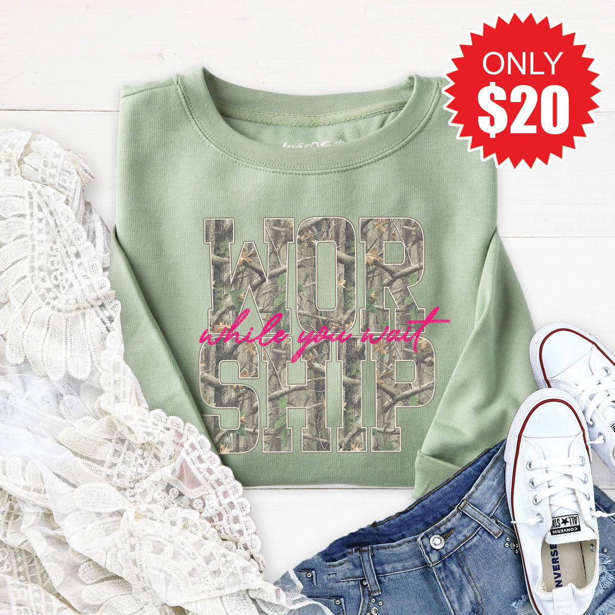 Worship Sweatshirt - Heather Sage - 20 product image 1
