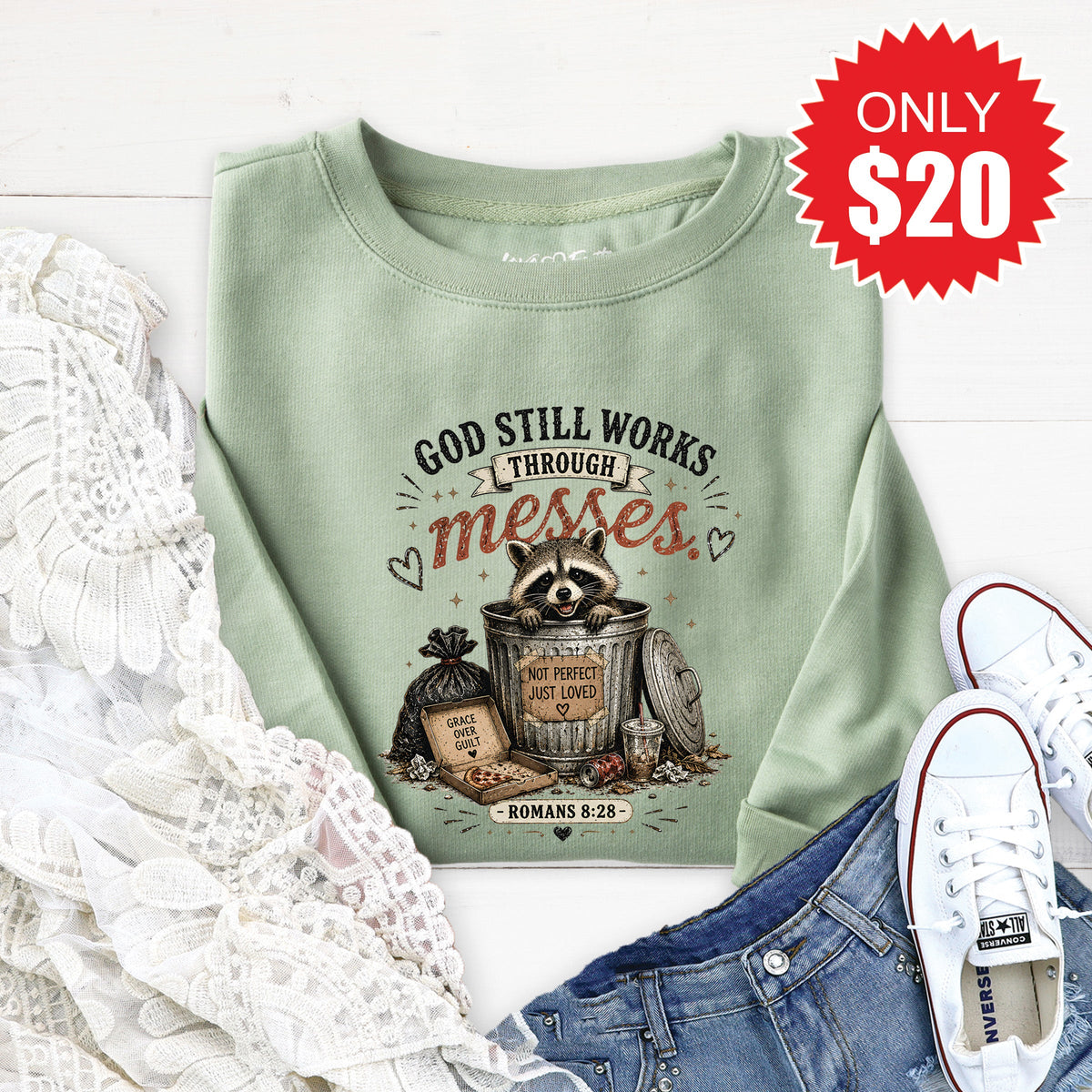God Still Works Sweatshirt - Heather Sage - 20 product image 1
