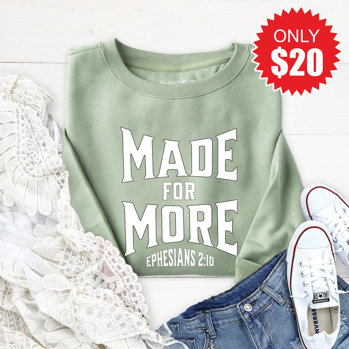 Made For More Sweatshirt - Heather Sage - 20 product image 1