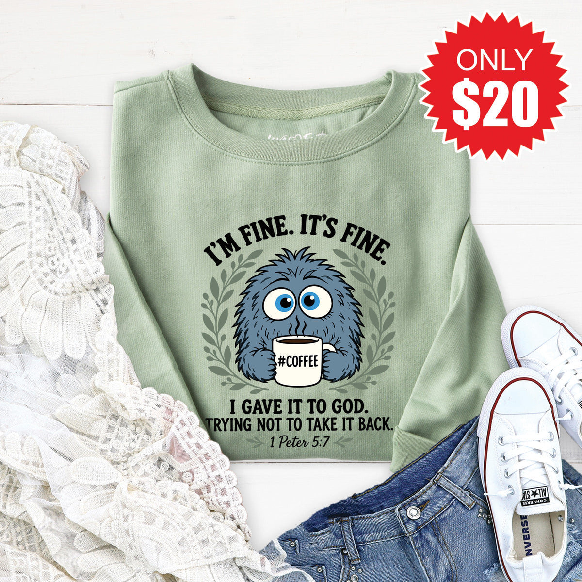 I Gave It To God Sweatshirt - Heather Sage - 20 product image 1