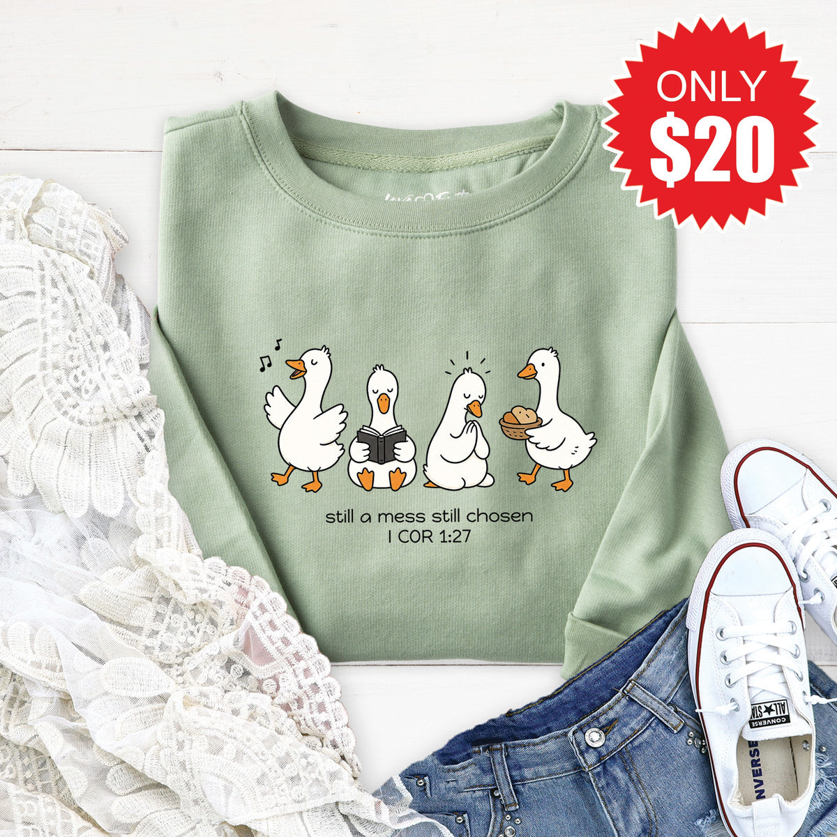 Still Chosen Sweatshirt - Heather Sage - 20 product image 1