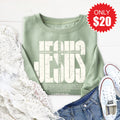 Jesus Loves You and Me Sweatshirt - Heather Sage - 20 product image 1
