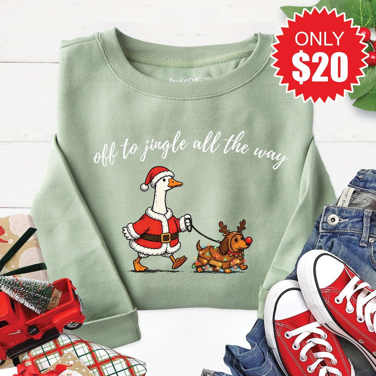 Jingle All The Way Sweatshirt - Heather Sage - 20 product image 1
