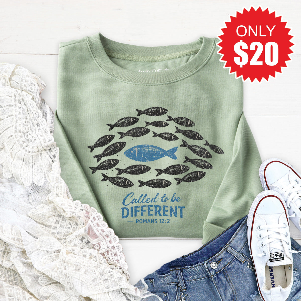 Called To Be Different Sweatshirt - Heather Sage - 20 product image 1
