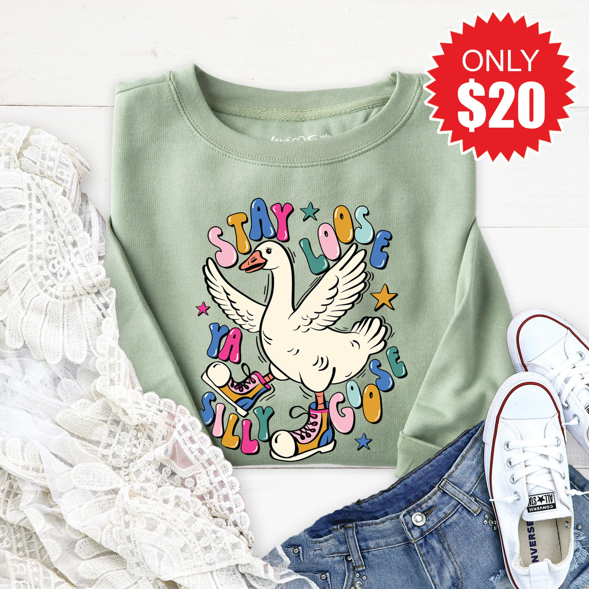 Stay Loose Sweatshirt - Heather Sage - 20 product image 1