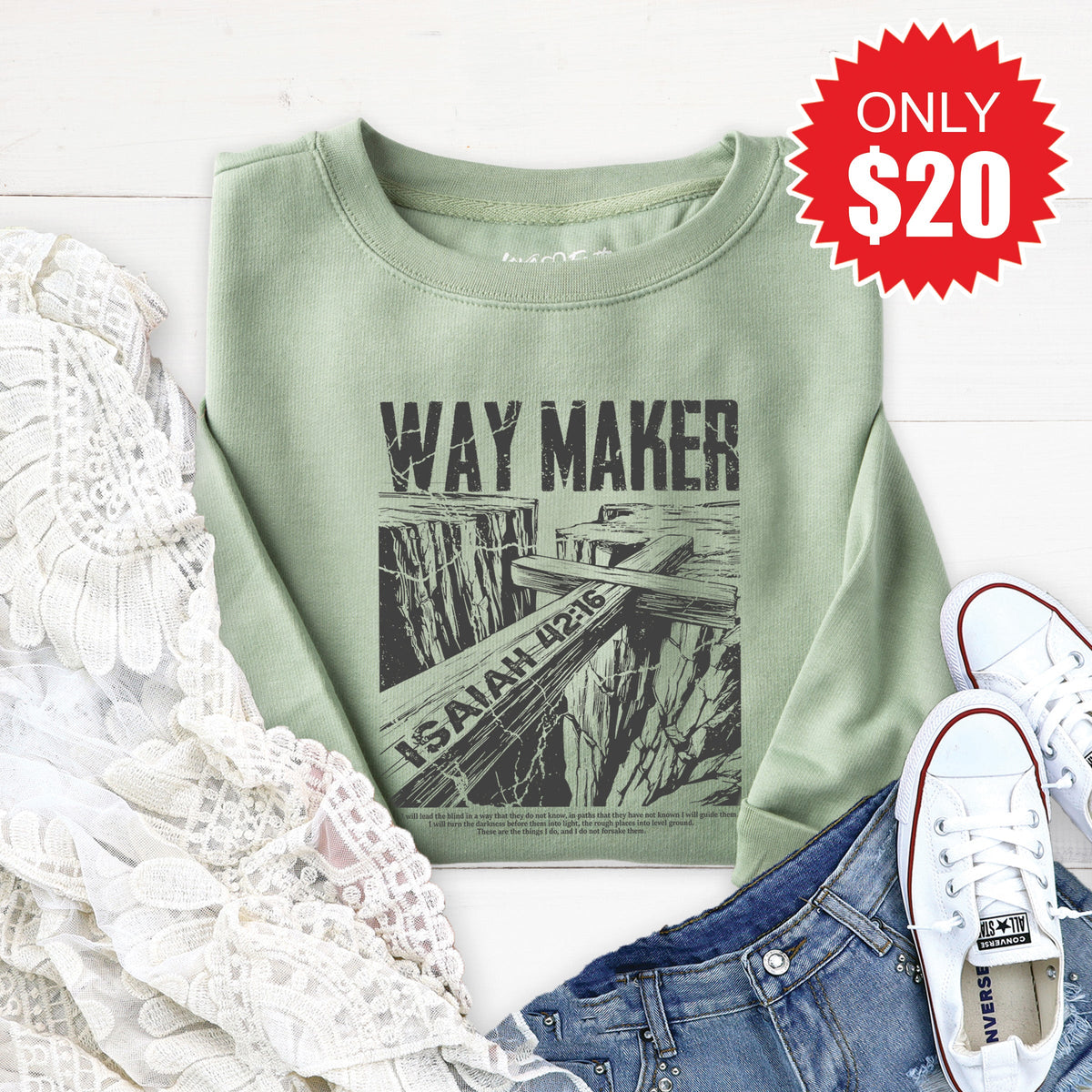 Way Maker Sweatshirt - Heather Sage - 20 product image 1