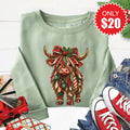 Christmas Cow Sweatshirt - Heather Sage - 20 product image 1