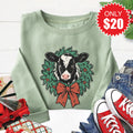 Christmas Cow Sweatshirt - Heather Sage - 20 product image 1