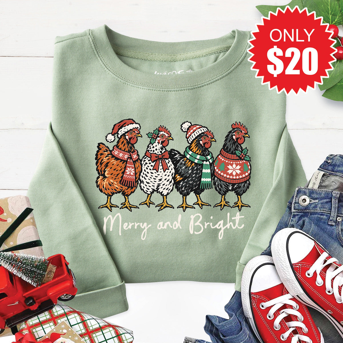 Merry and Bright Sweatshirt - Heather Sage - 20 product image 1