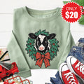 Christmas Cow Sweatshirt - Heather Sage - 20 product image 1