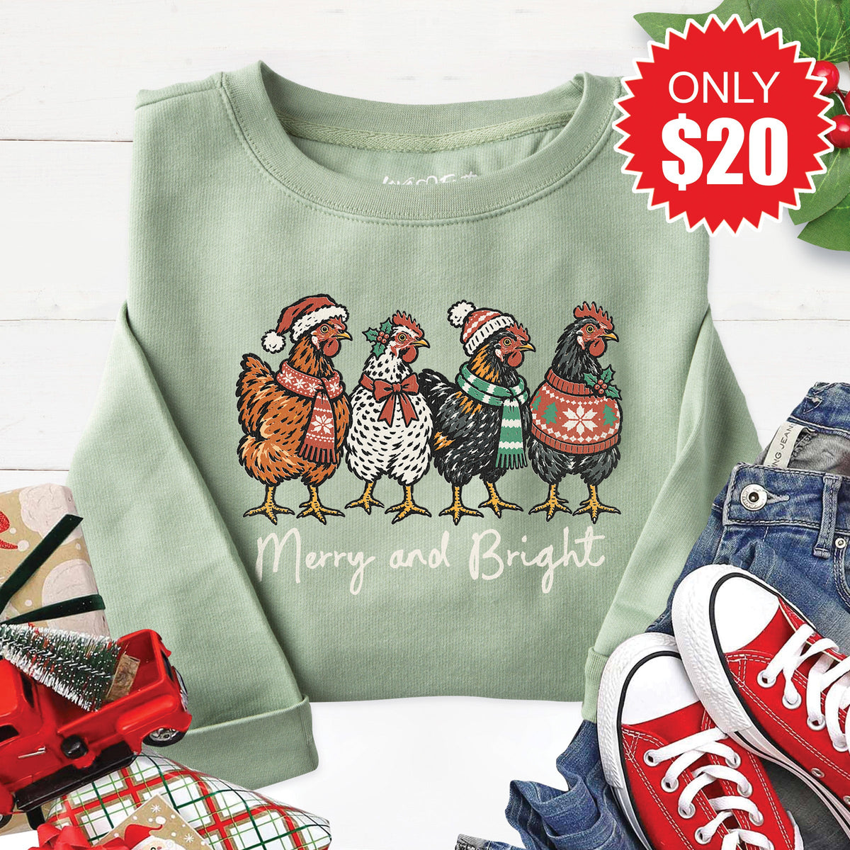 Merry and Bright Sweatshirt - Heather Sage - 20 product image 1