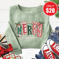 Merry Christmas Sweatshirt - Heather Sage - 20 product image 1