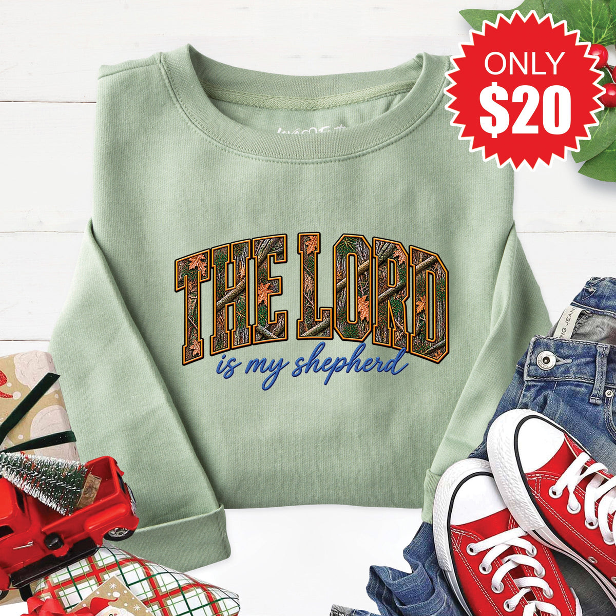 The Lord Is My Shepherd Sweatshirt - Heather Sage - 20 product image 1