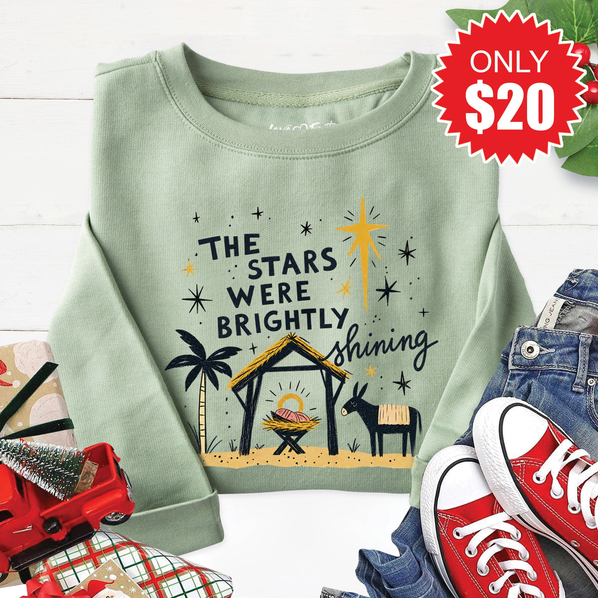 Brightly Shining Sweatshirt - Heather Sage - 20 product image 1