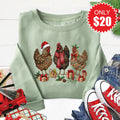 Christmas Chickens Sweatshirt - Heather Sage - 20 product image 1