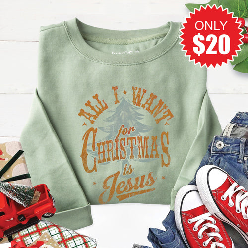 All I Want For Christmas Sweatshirt - Heather Sage - 20 product image 1