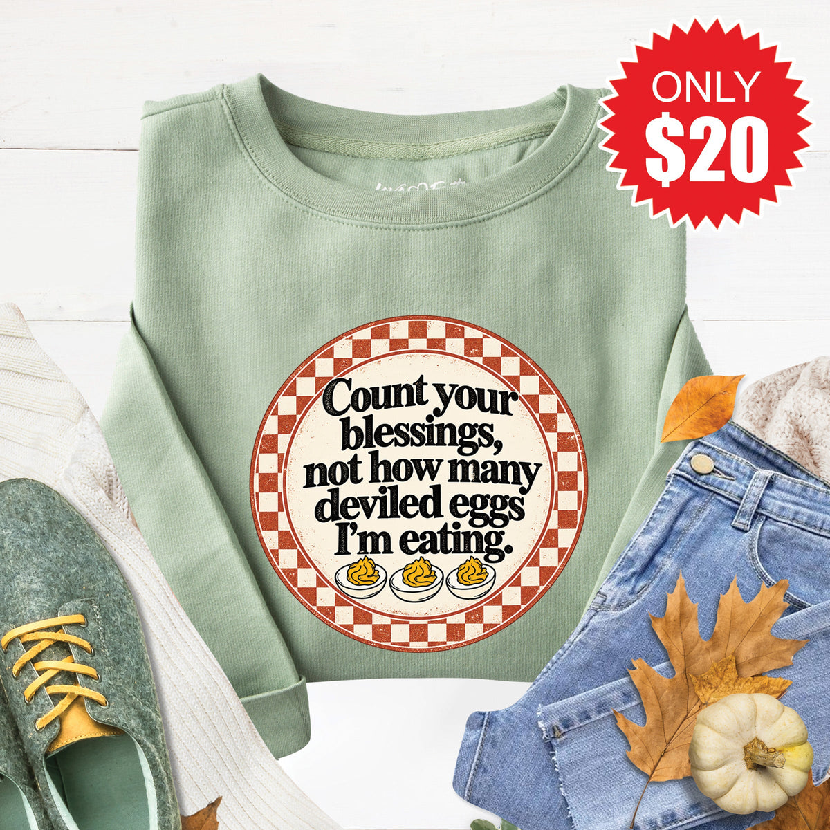 Count Your Blessings Sweatshirt - Heather Sage - 20 product image 1