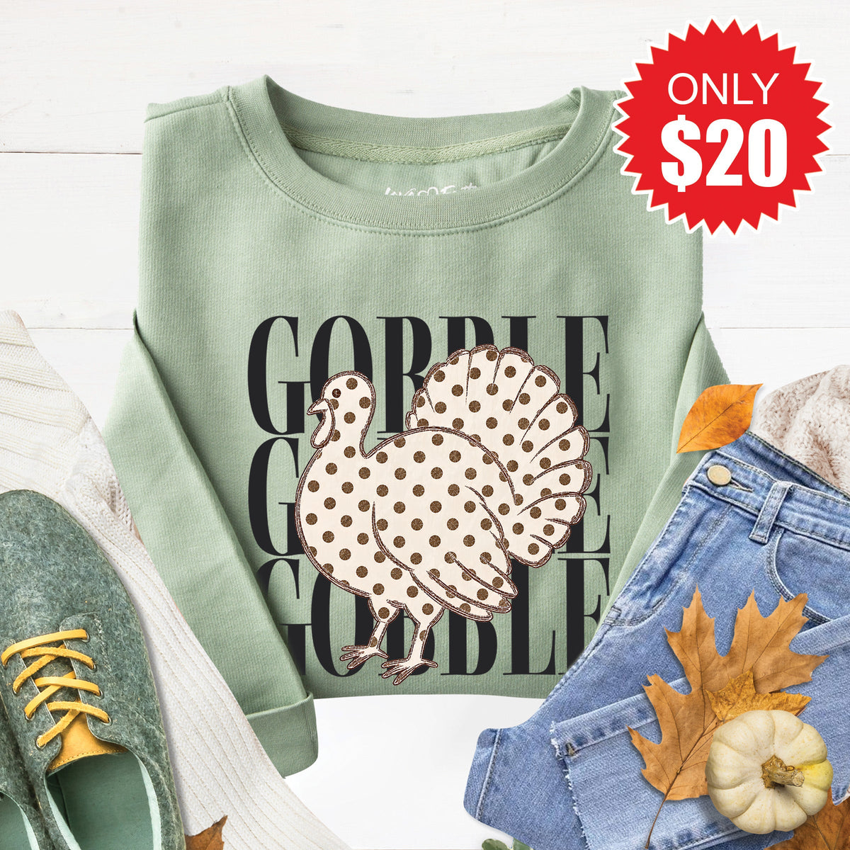 Gobble Sweatshirt - Heather Sage - 20 product image 1